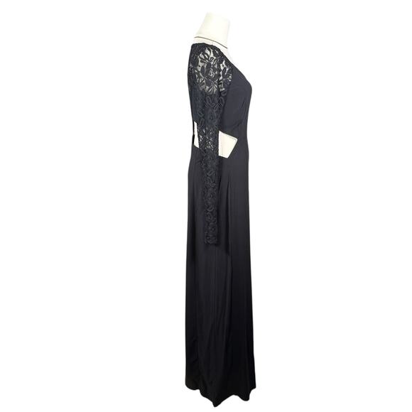 Express Black Lace Sleeve Maxi Dress Cutout Back Formal Gown NWT | XS/S - Picture 4 of 12